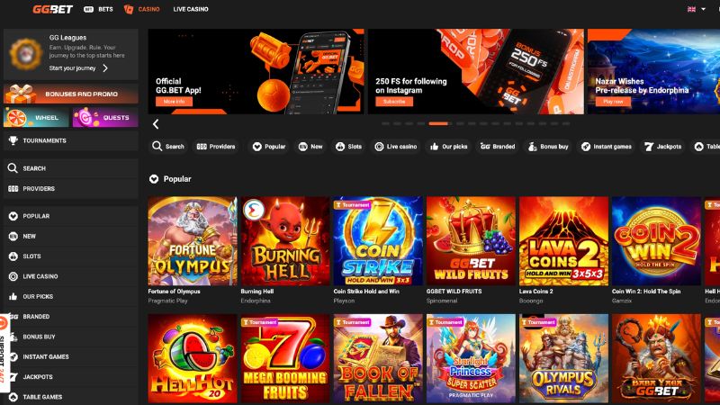 GGBet Casino - zrzut ekranu